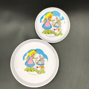 Vintage Alice in wonderland White rabbit Tin baking plates